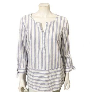 Striped White and Blue Women's Top